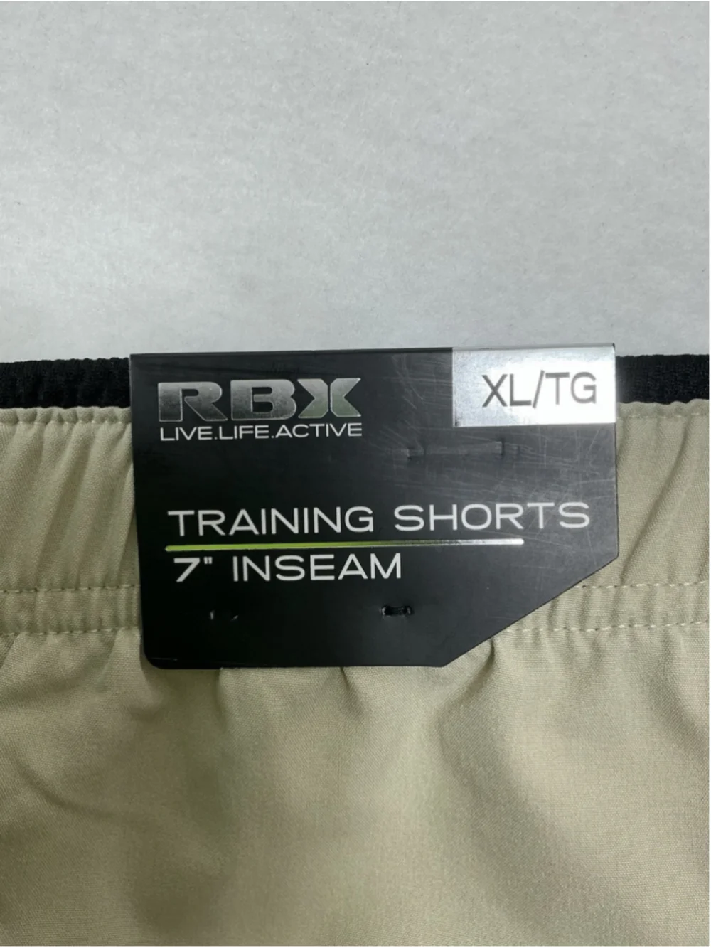 Men’s NWT RBX Performance Pullon Training Shorts XL Beige Black